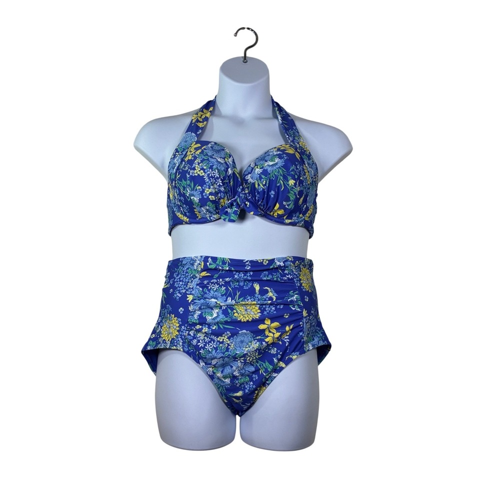 Adore Me Bikini XL NEW 38DD top 1X bottom Swimsuit two piece floral beach pool - Picture 2 of 7